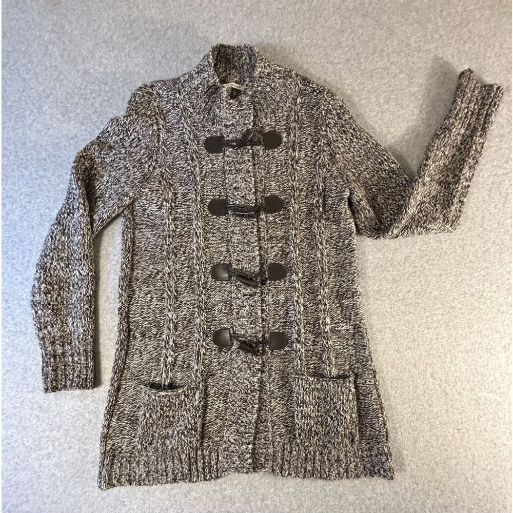 Carolyn Taylor Chunky Cable Knit Toggle Cardigan Sweater Coat Womens M